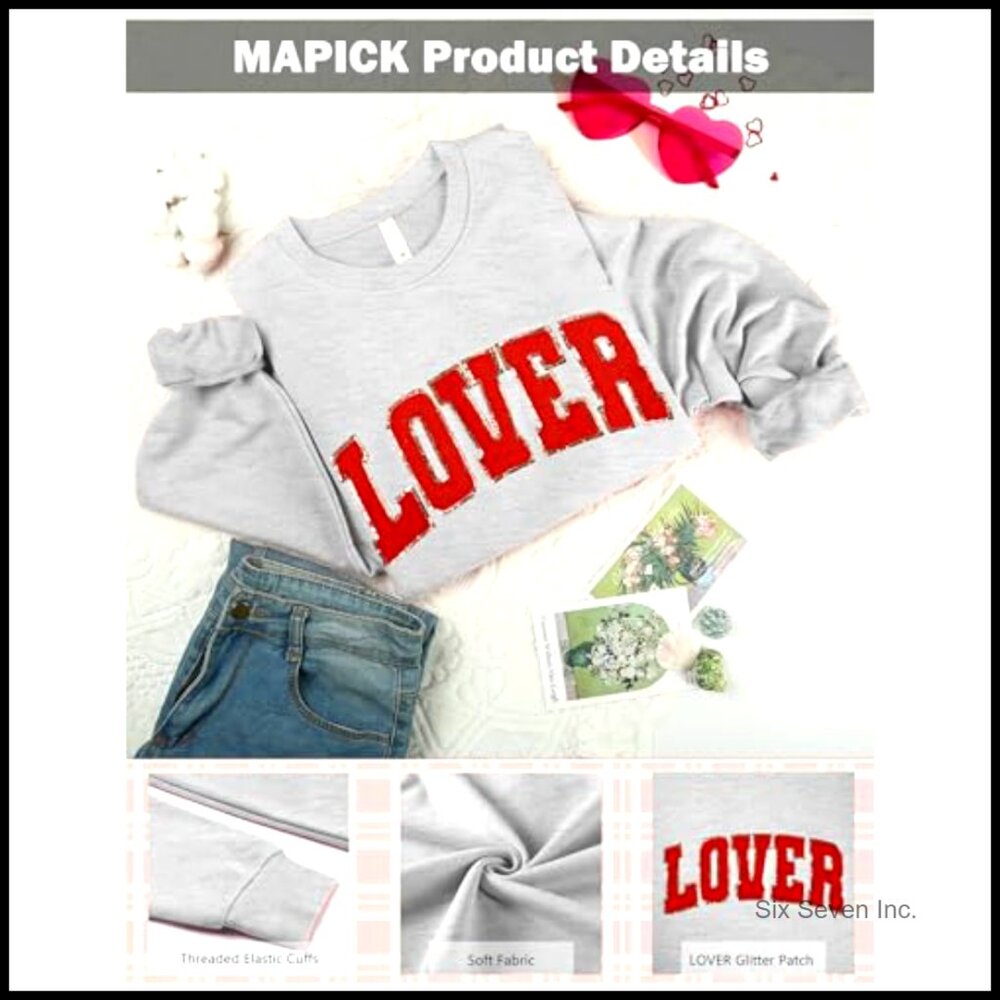 Oversized Chenille Patch Pullover Sweatshirt Long… - image 5